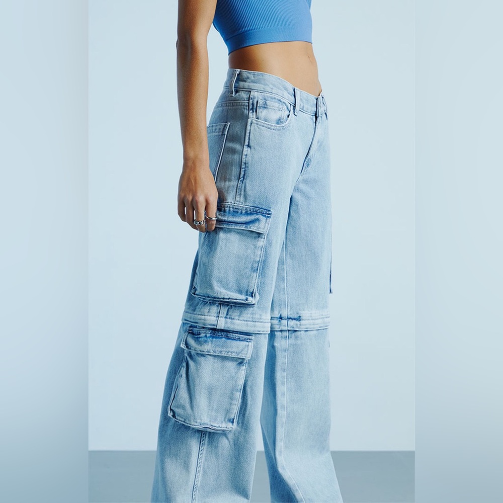 PacSun Light Blue Zip-Off '90s Baggy Cargo Pants